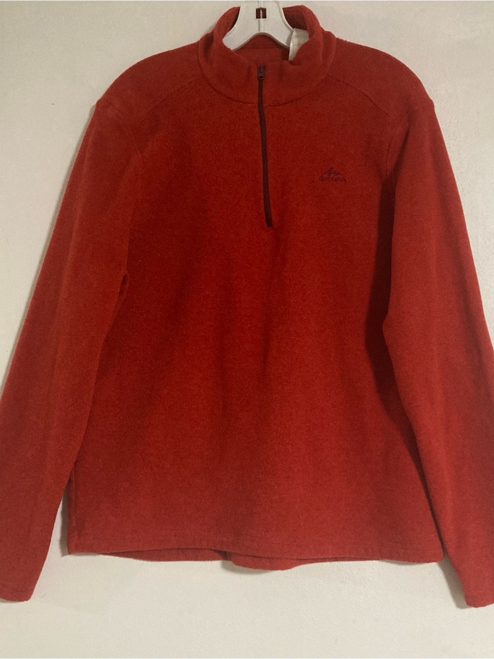 Quechua Men's Sweatshirt  MH 100 1/2 Zip Fleece Red M Pullover Hiking Outdoor